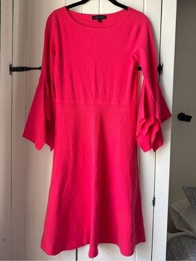 Banana Republic Hot Pink Long-Sleeve A-Line Dress
